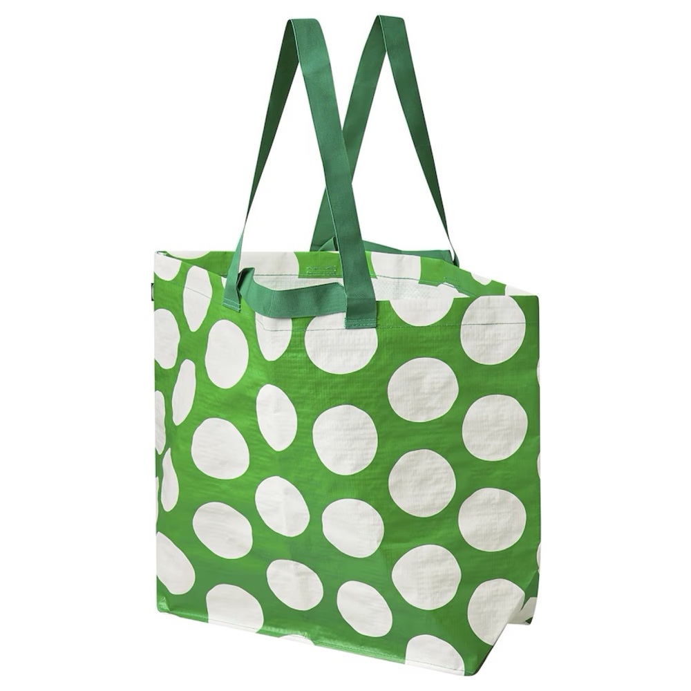 IKEA nwt SÄCKKÄRRA
Shopping bag white/green, 7x17 ¾x17 ¾ "/10 gallon polka dots
